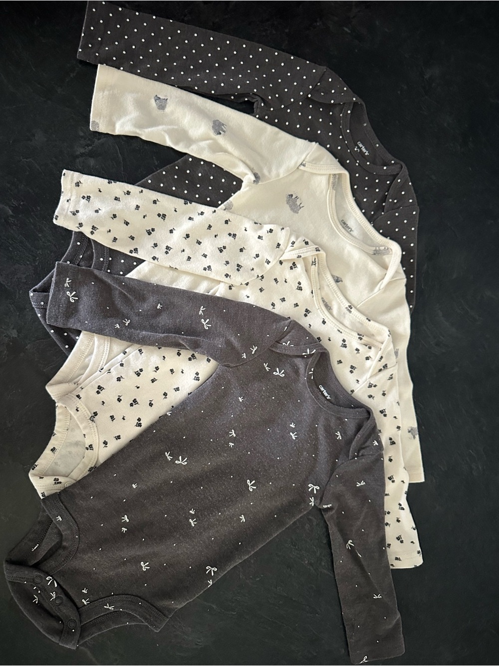 4-Pack Bundle 12 Months Neutral Baby Long Sleeve Bodysuits - Gray & Cream